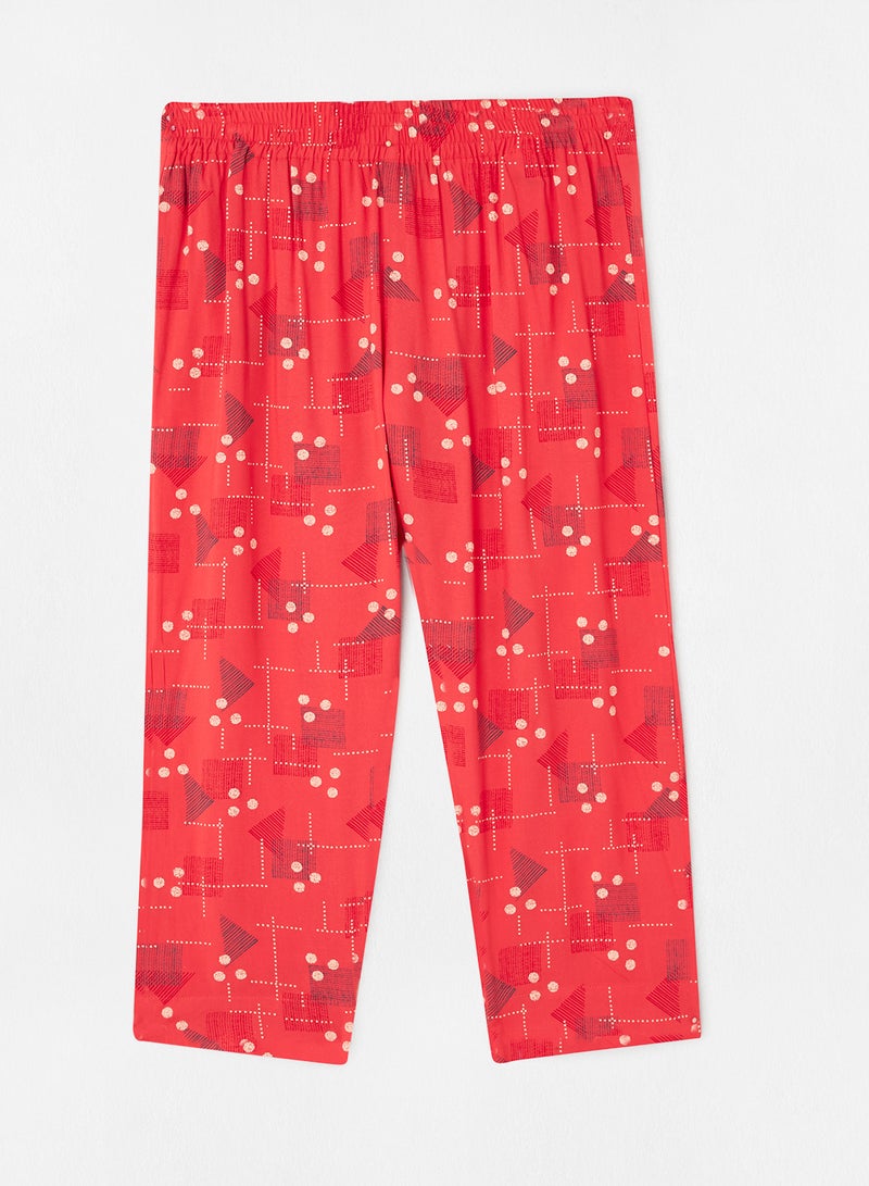 Aila Casual Comfortable Relaxed Fit Three-Quarter Pyjamas With A Matching Scrunchie Multicolor  - Image 2