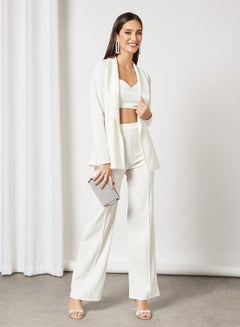 FEMME LUXE Button Blazer And Trouser Set White  - Image 1
