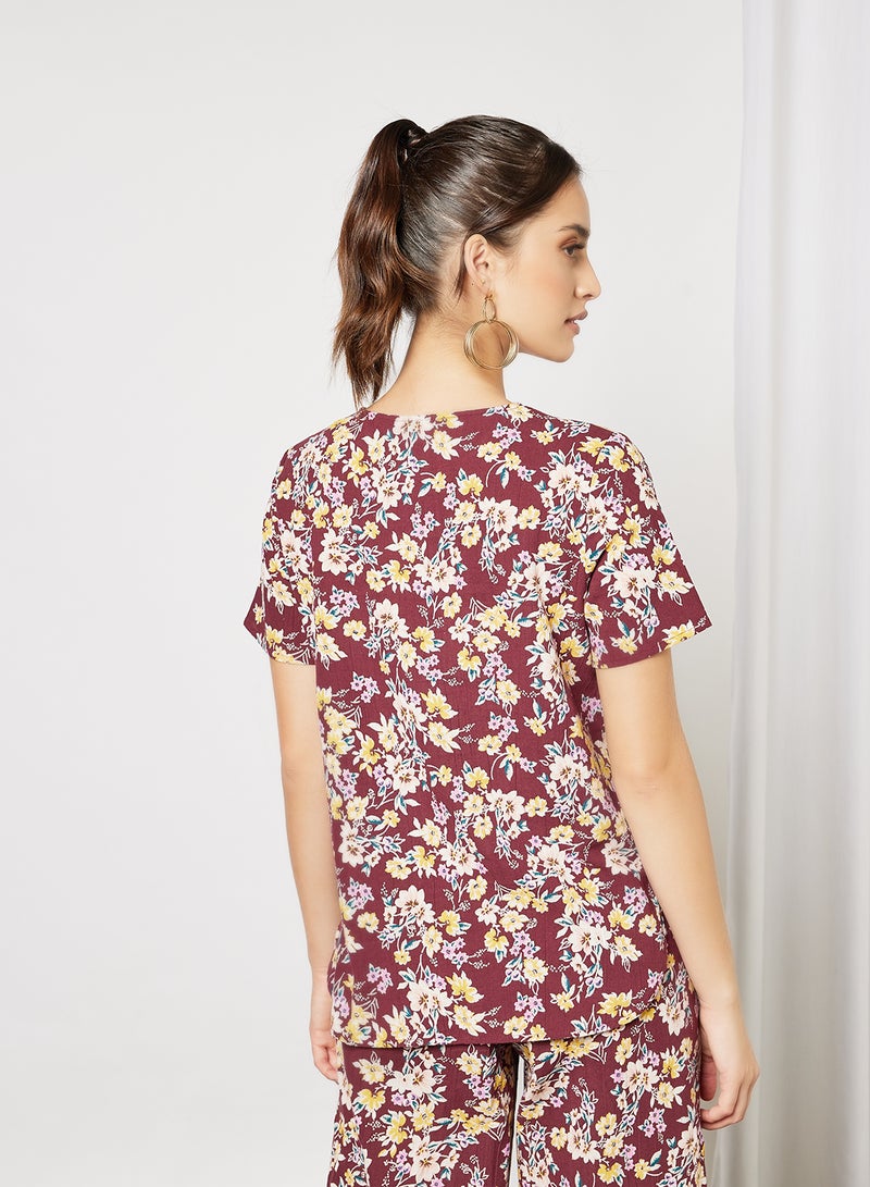 I.Scenery Floral Top Burgundy  - Image 3