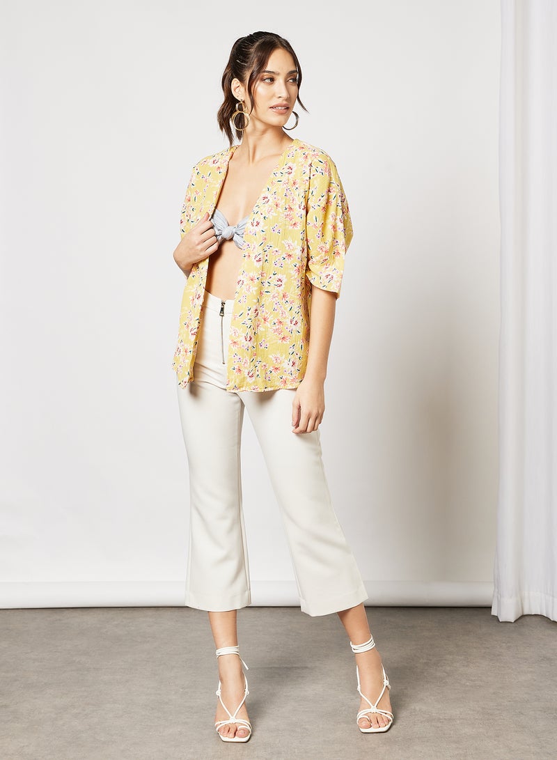 I.Scenery Floral Short Kimono Yellow  - Image 2