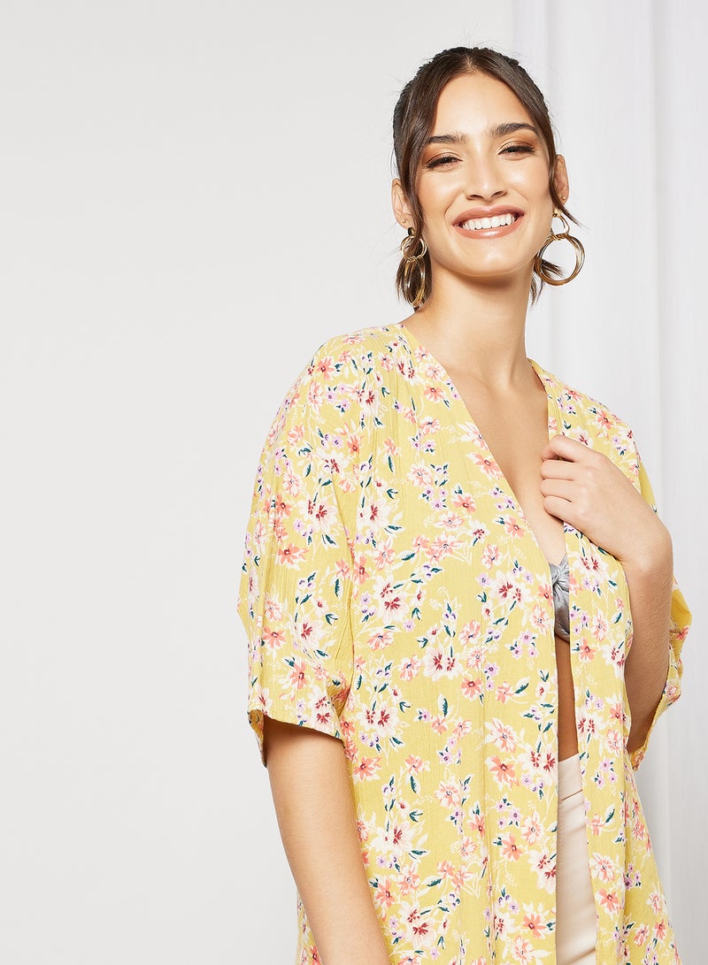 I.Scenery Floral Short Kimono Yellow  - Image 3