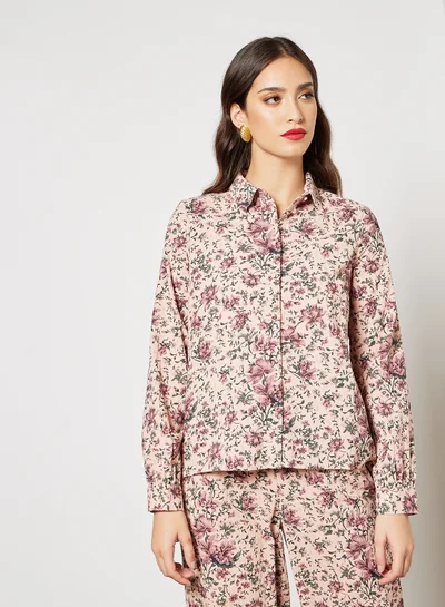 I.Scenery Floral Shirt Beige