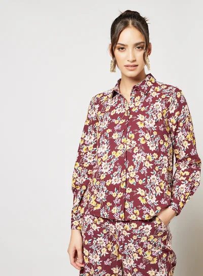 I.Scenery Floral Shirt Burgundy