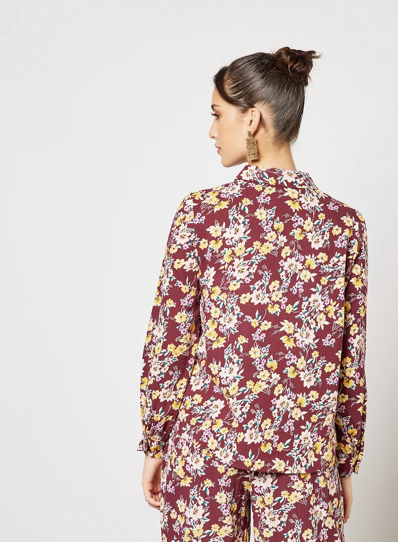 I.Scenery Floral Shirt Burgundy
