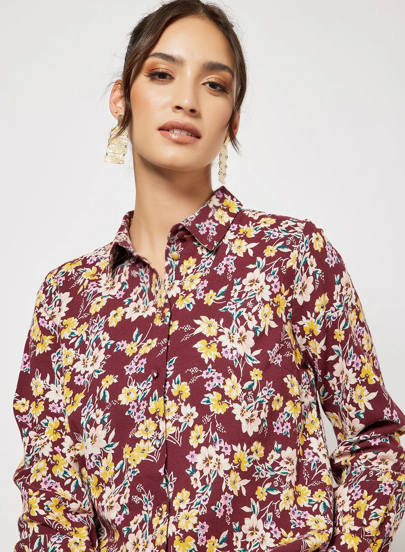I.Scenery Floral Shirt Burgundy