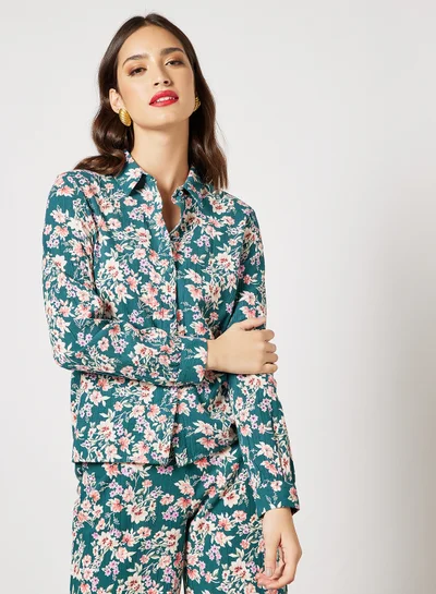 I.Scenery Floral Shirt Sea Moss/Mann