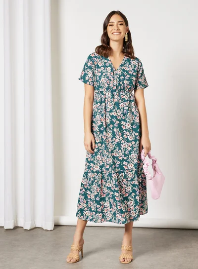 I.Scenery Floral Dress Teal