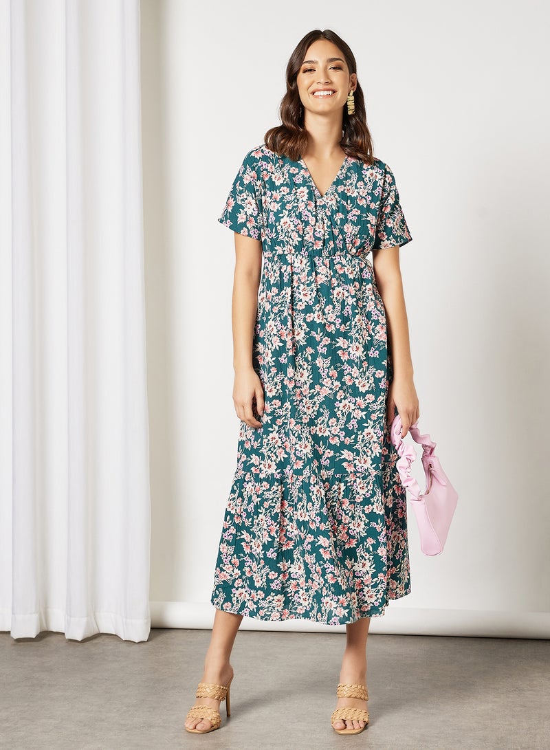 I.Scenery Floral Dress Teal - Image 1