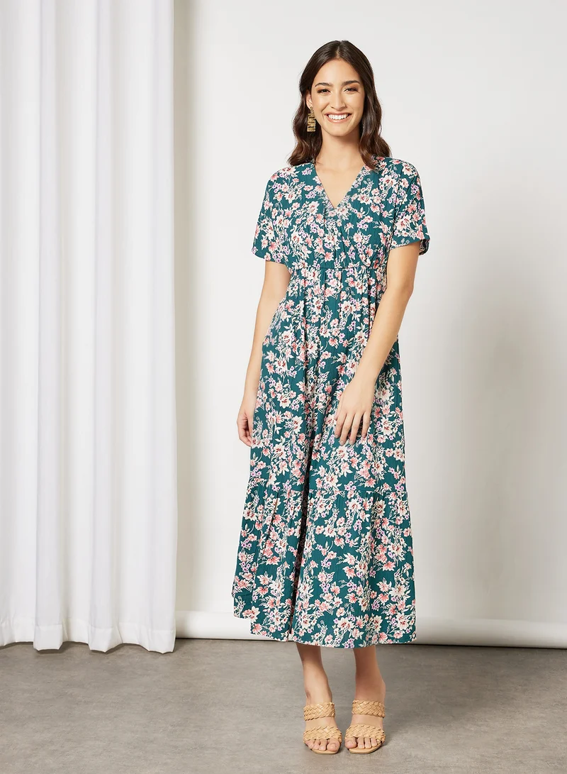 I.Scenery Floral Dress Teal