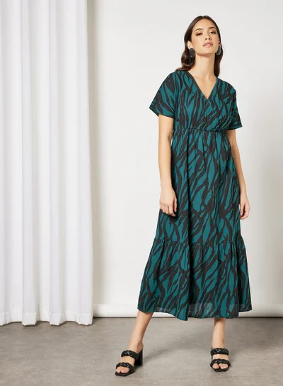 I.Scenery Abstract Maxi Dress Dark Teal