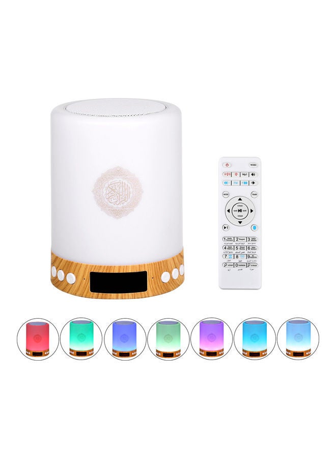 Portable Wire-less BT Quran Speaker with Remote Control MP3 Player FM Radio 7-Color Led Night Light Bedside Desk Table Lamp EV233 White - Image 1