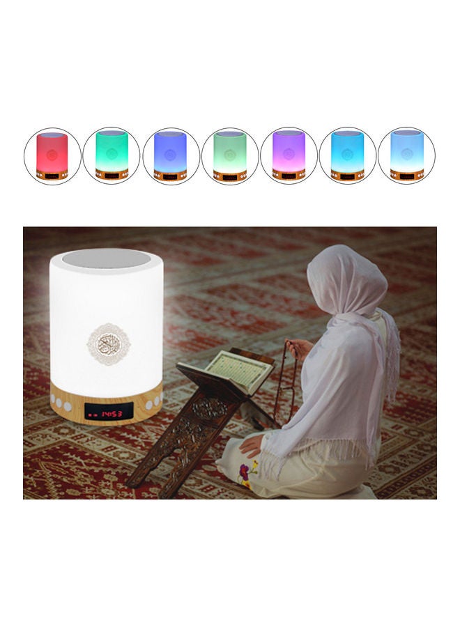 Portable Wire-less BT Quran Speaker with Remote Control MP3 Player FM Radio 7-Color Led Night Light Bedside Desk Table Lamp EV233 White - Image 2
