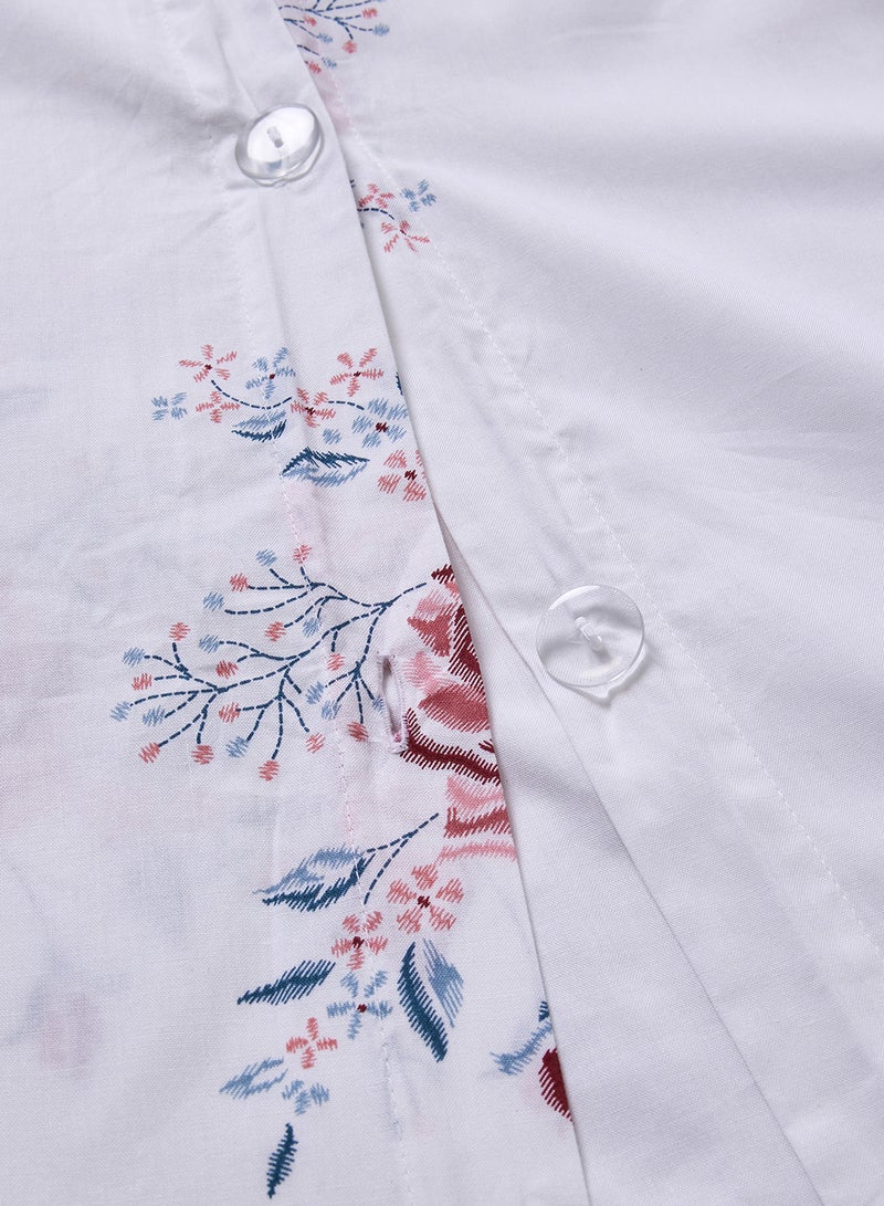 Amal - Duvet Cover Set - With 1 Duvet Cover 200X200 Cm And 2 Pillow Cover 50X75 Cm - 100% Cotton Caroline Percale Rotary Print - 144 Thread Count Cotton White/Red/Blue Queen - Image 1