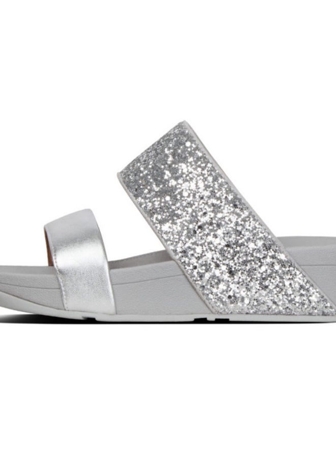 FitFlop - Glitter Slip-On Wedge Sandals Silver - Image 1