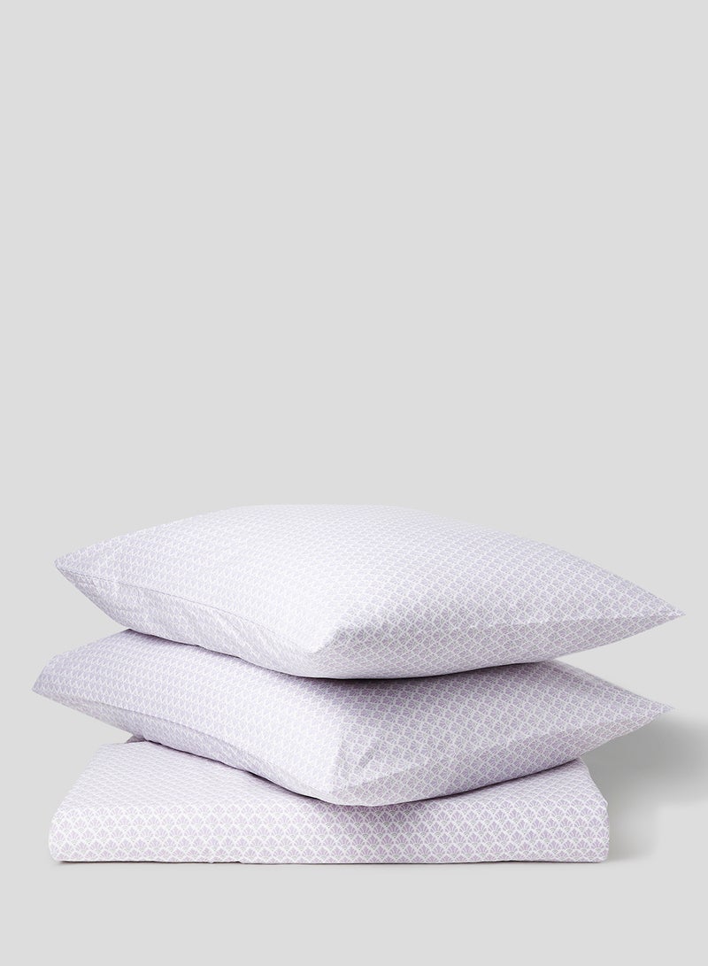 Noon East - Fitted Bedsheet Set King Size  100% Cotton Percale Light Weight Everyday Use 180 TC High Quality 1 Bed Sheet And 2 Pillow Cases Printed Design Grey Color Grey 180 x 200 + 33cm - Image 1