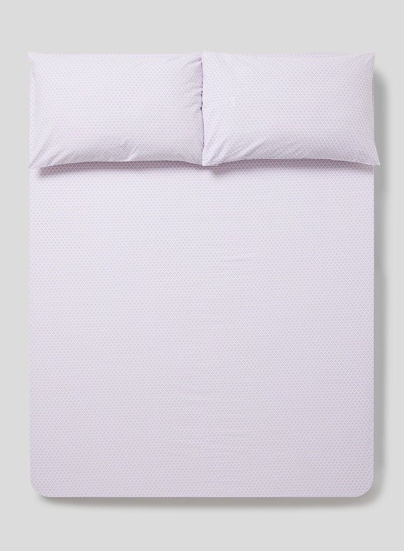 Noon East - Fitted Bedsheet Set King Size  100% Cotton Percale Light Weight Everyday Use 180 TC High Quality 1 Bed Sheet And 2 Pillow Cases Printed Design Grey Color Grey 180 x 200 + 33cm - Image 1
