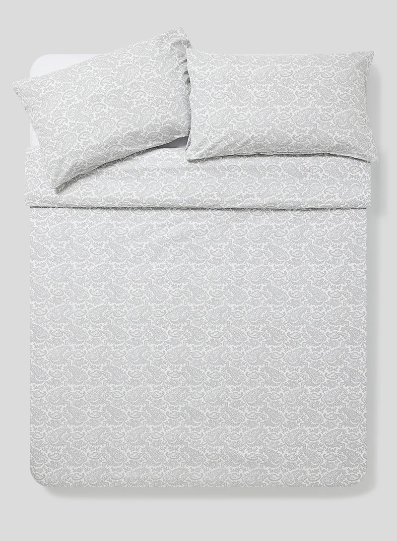 ايست من نون Duvet Cover Set With Pillow Cover 50X75 Cm, Comforter 160X200 Cm - 100% Cotton Udaipur Paisly Percale - 180 Thread Count Grey Printed Twin