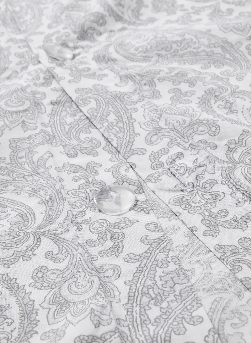 ايست من نون Duvet Cover Set With Pillow Cover 50X75 Cm, Comforter 160X200 Cm - 100% Cotton Udaipur Paisly Percale - 180 Thread Count Grey Printed Twin