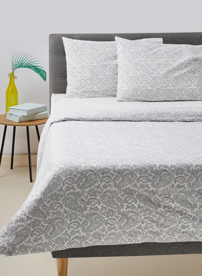 Noon East Duvet Cover Set - With 1 Duvet Cover 200X200 Cm And 2 Pillow Cover 50X75 Cm - 100% Cotton Udaipur Paisly Percale - 180 Thread Count Multicolour Queen