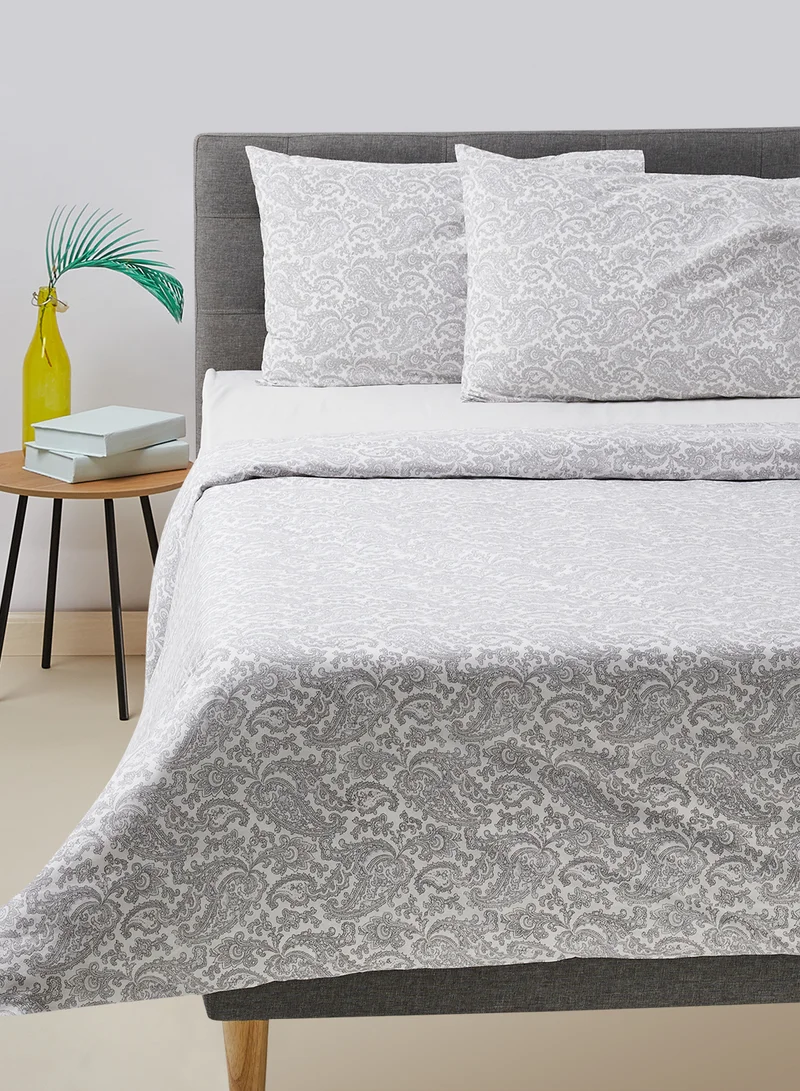 Noon East Duvet Cover Set - With 1 Duvet Cover 200X200 Cm And 2 Pillow Cover 50X75 Cm - 100% Cotton Udaipur Paisly Percale - 180 Thread Count Multicolour Queen