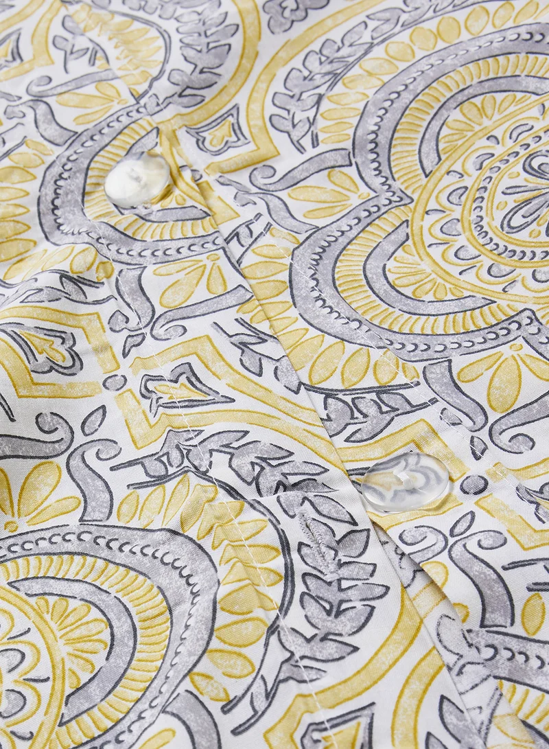 Noon East Duvet Cover Set With Pillow Cover 50X75 Cm, Comforter 260X220 Cm - 100% Cotton Morgan Percale Print Taupe - 180 Thread Count White/Yellow/Grey Super King none