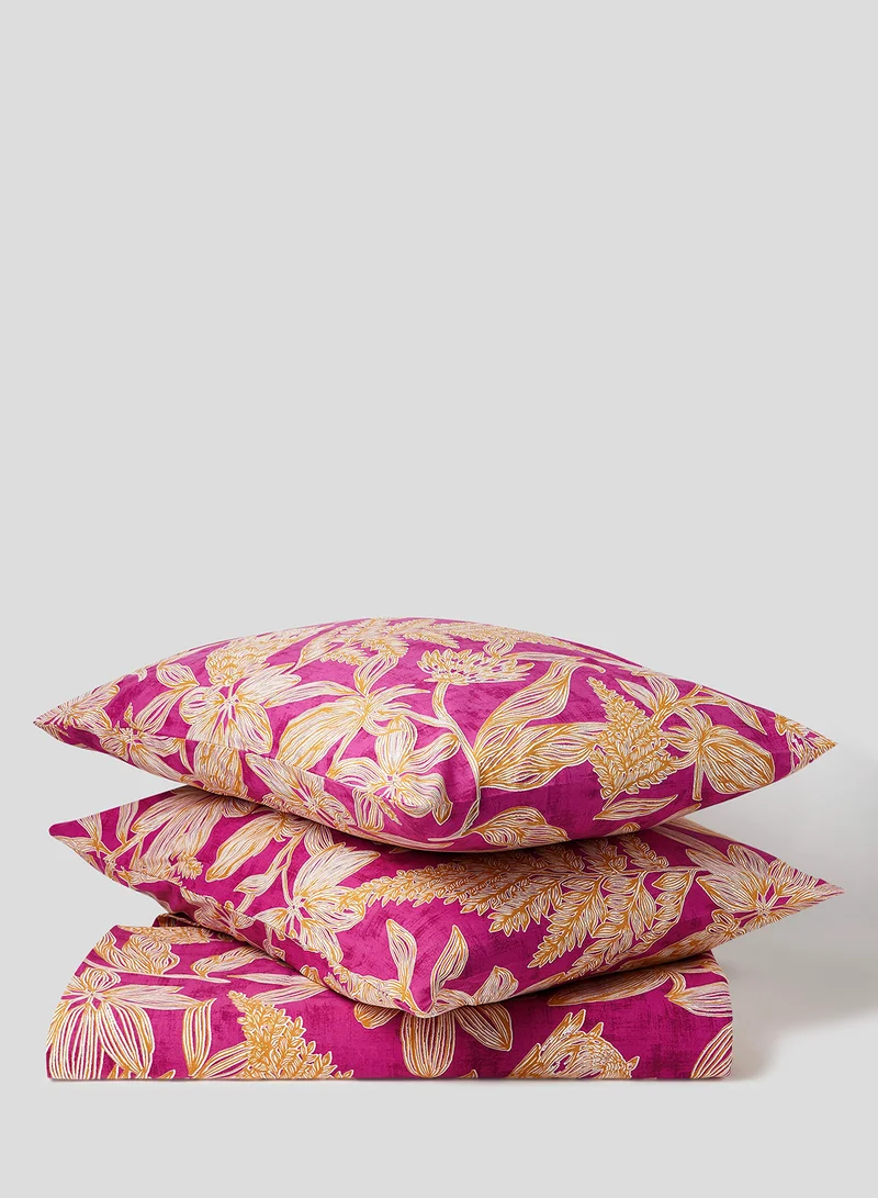 Noon East Duvet Cover Set With Pillow Cover 50X75 Cm, Comforter 160X200 Cm - 100% Cotton Delray Percale Print Fuschia - 180 Thread Count Carlet Voilet Twin