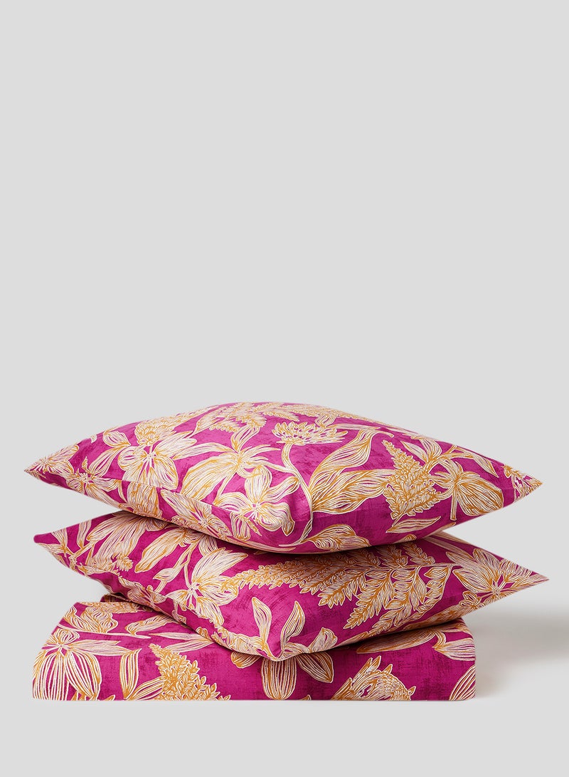 Duvet Cover Set With Pillow Cover 50X75 Cm, Comforter 260X220 Cm - 100% Cotton Delray Percale Print Fuschia - 180 Thread Count Fuschia Super King none - v1637924110/N46608873A_2