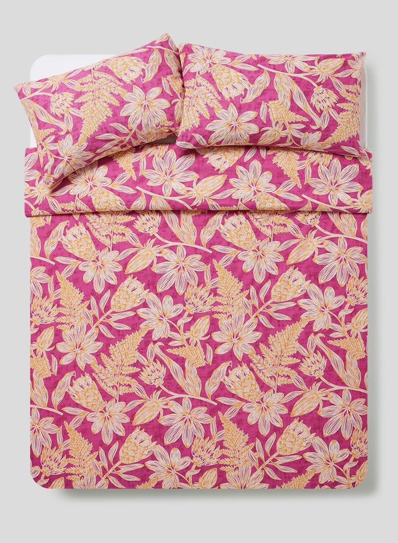 Duvet Cover Set With Pillow Cover 50X75 Cm, Comforter 260X220 Cm - 100% Cotton Delray Percale Print Fuschia - 180 Thread Count Fuschia Super King none - v1637924111/N46608873A_3