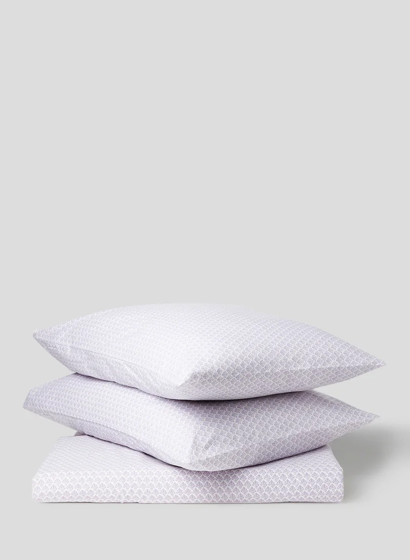 Noon East Duvet Cover Set With Pillow Cover 50X75 Cm, Comforter 160X200 Cm - 100% Cotton Abigail Percale - 180 Thread Count Purple Twin