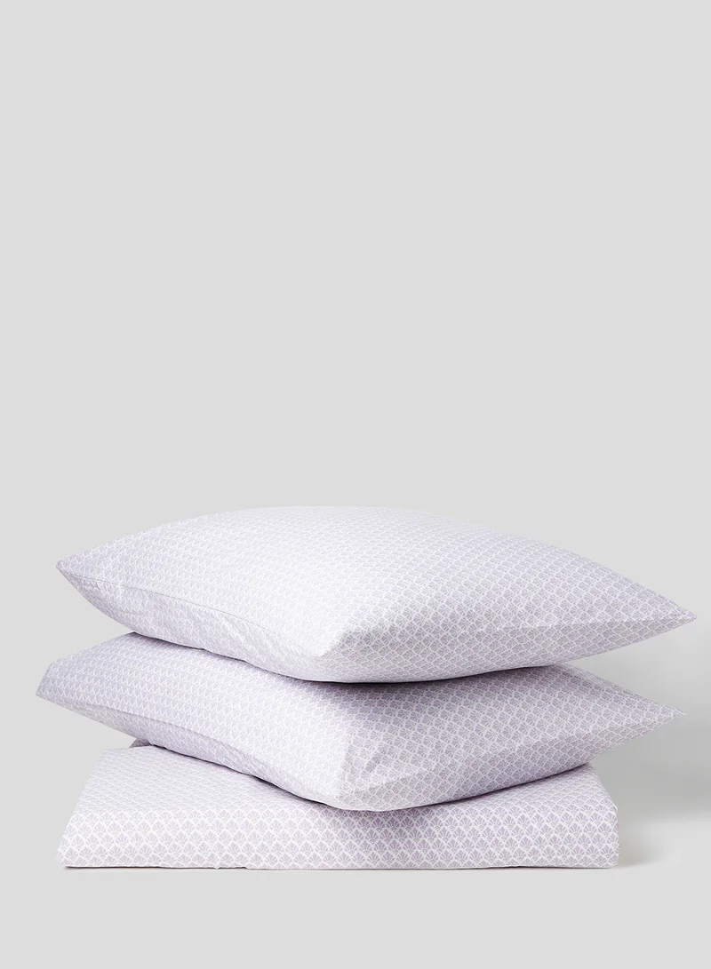 Noon East Duvet Cover Set - With 1 Duvet Cover 200X200 Cm And 2 Pillow Cover 50X75 Cm - 100% Cotton Abigail Percale - 180 Thread Count Lavender Purple Queen none