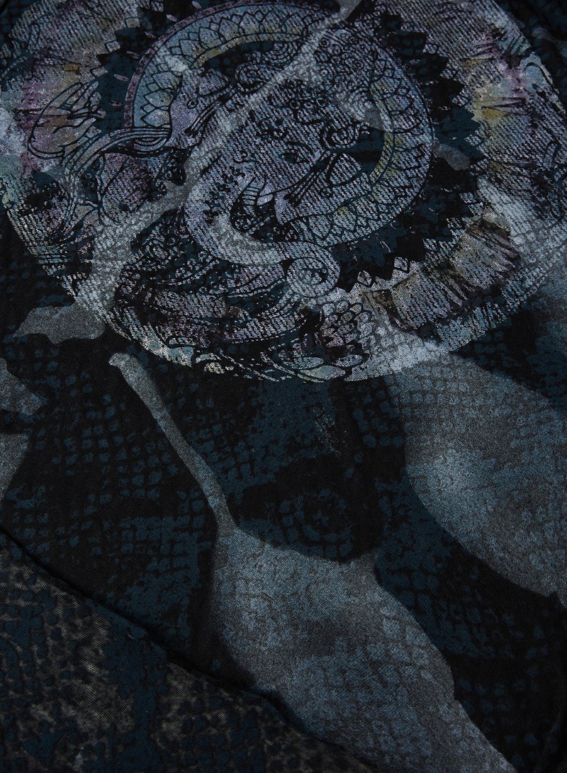 Aila Printed Three-Quarter Sleeve T-Shirt Black  - Image 3