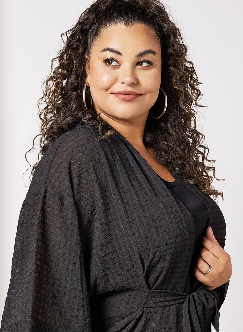 Plus Size Fringed Jacket Black