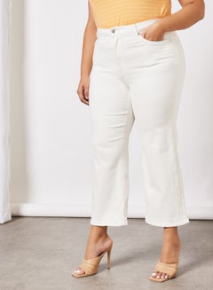 Plus Size Cropped Jeans White
