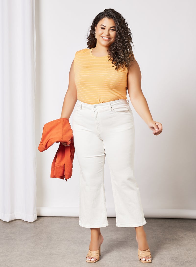 Violeta By Mango - Plus Size Cropped Jeans White - Image 1