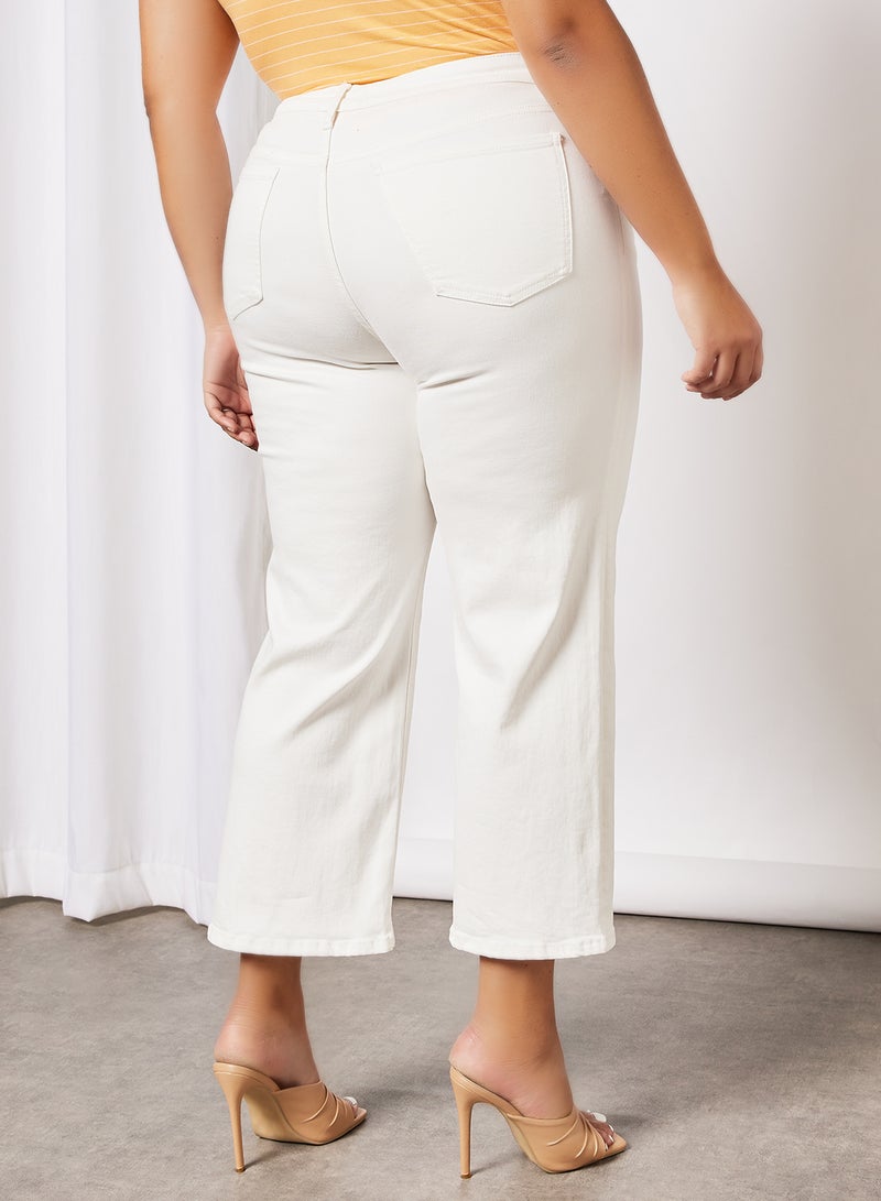 Violeta By Mango - Plus Size Cropped Jeans White - Image 1