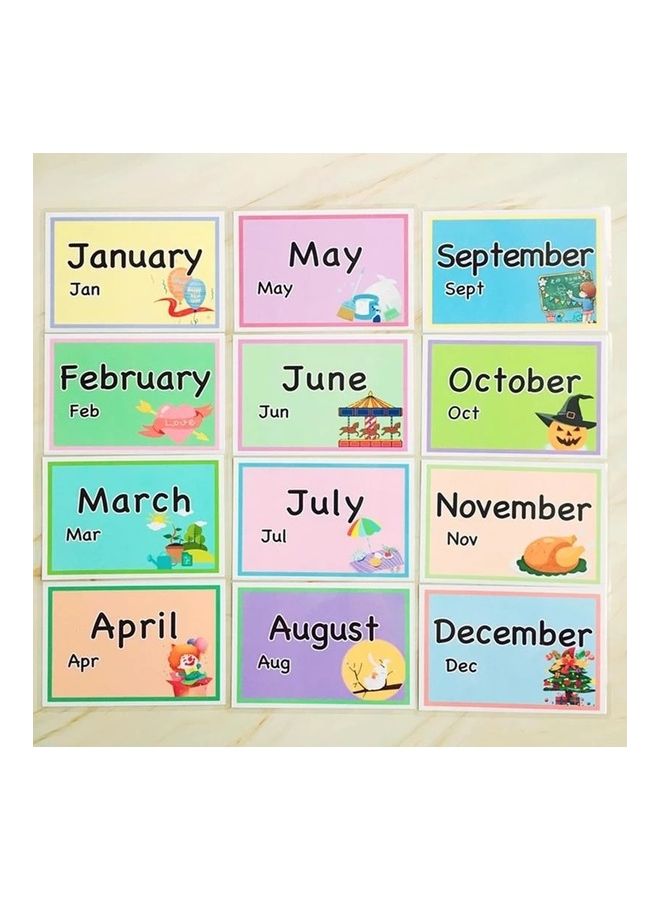 EHOME 12-Piece Months Learning Educational Flash Cards 8 x 11cm - Image 1