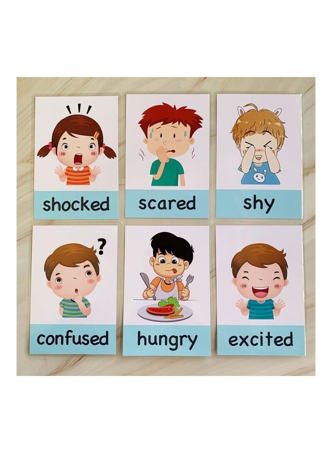 EHOME - 14-Piece Cartoon Emotional Expression English Words Cards 8 X 11cm - Image 1