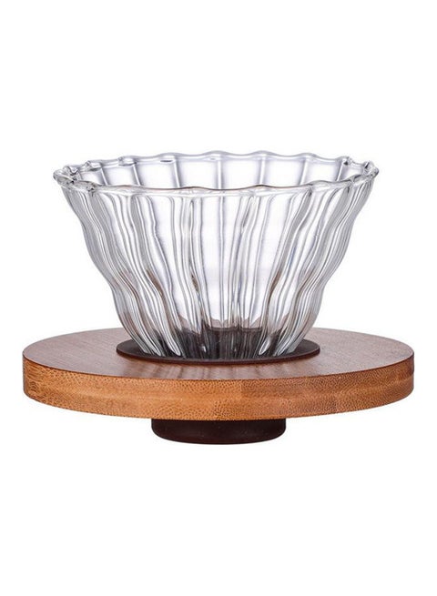 Glass Coffee Dripper With Wooden Base Clear