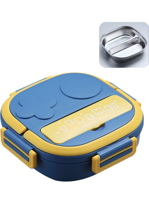 Lunch Box With Fork 2 Compartment Blue 17.80*6.00*17.80cm