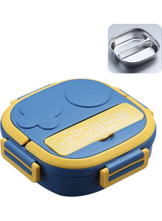 Lunch Box With Fork 2 Compartment Blue 17.80*6.00*17.80cm - Image 1