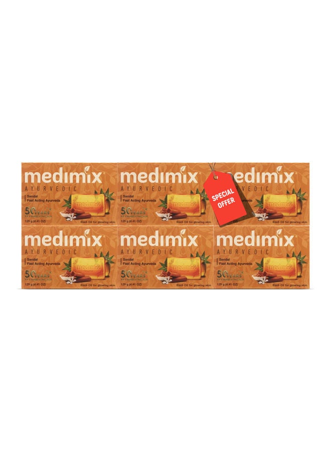 Medimix Ayurvedic Bath Soap Eladi Oil Soap 6 Pieces 125grams  - Image 1