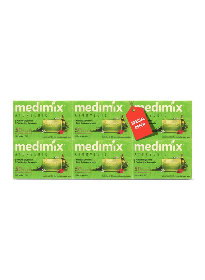 Medimix Ayurvedic Bath Soap Natural Glycerine 6 X 125grams  - Image 1