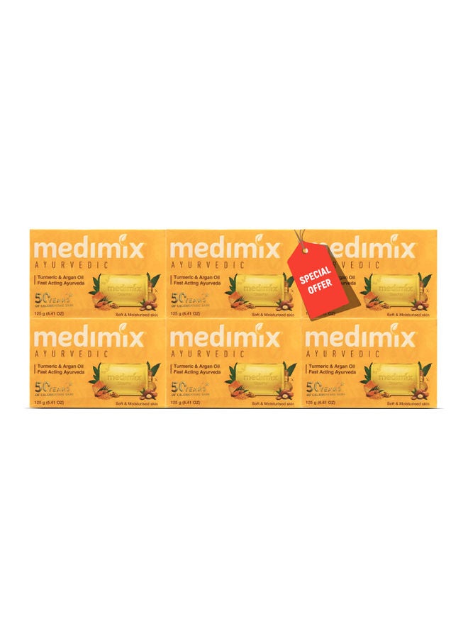 Medimix Ayurvedic Bath Soap Turmeric 125gms 6 X 125grams  - Image 1