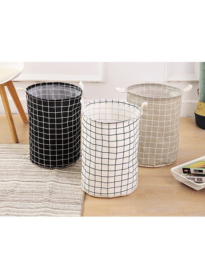 SAPU Cotton Linen Storage Basket Black/White 33x43cm - Image 3