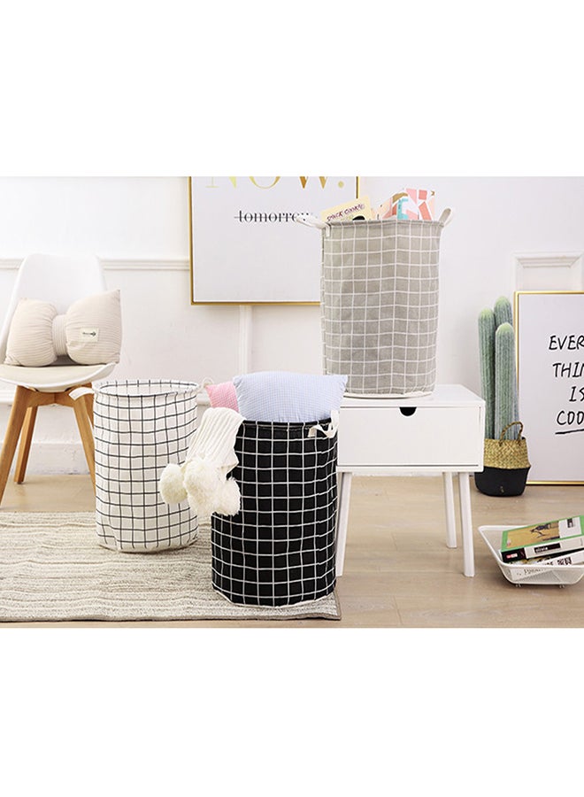 SAPU Cotton Linen Storage Basket Black/White 33x43cm - Image 2