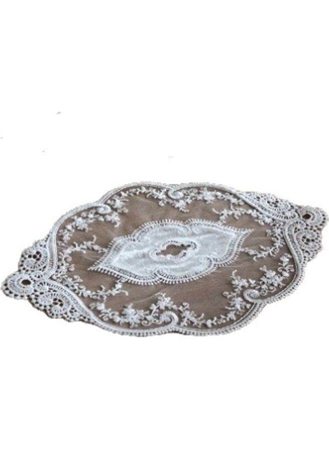 Handsomegift Lace Oval Coaster White 40x30cm - Image 1