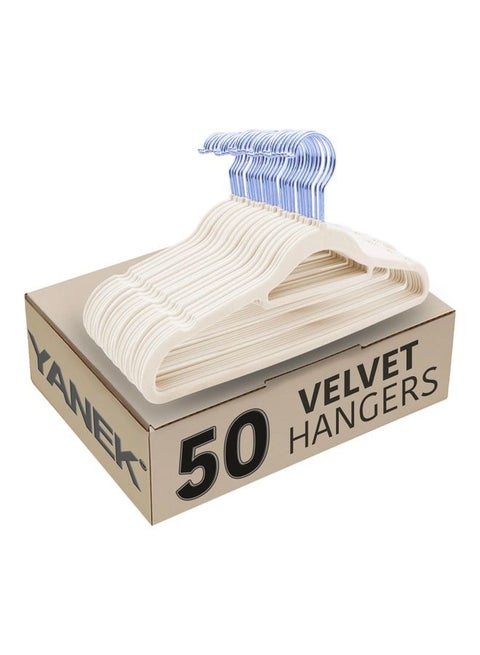 50-Piece Non-Slip Velvet Cloth Hanger Set Beige Beige