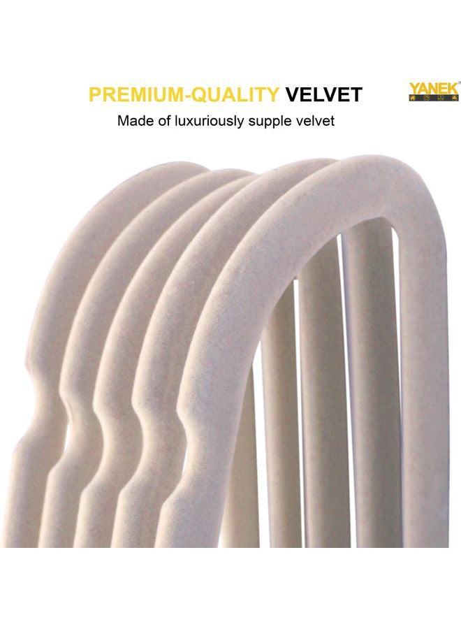 YANEK - 50-Piece Non-Slip Velvet Cloth Hanger Set Beige - Image 1