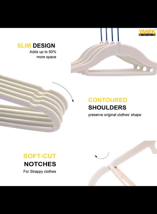 YANEK - 50-Piece Non-Slip Velvet Cloth Hanger Set Beige - Image 1