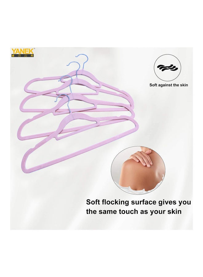 يانيك طقم علاقات ملابس مخملية غير منزلقة من 50 قطعة وردي - Image 4